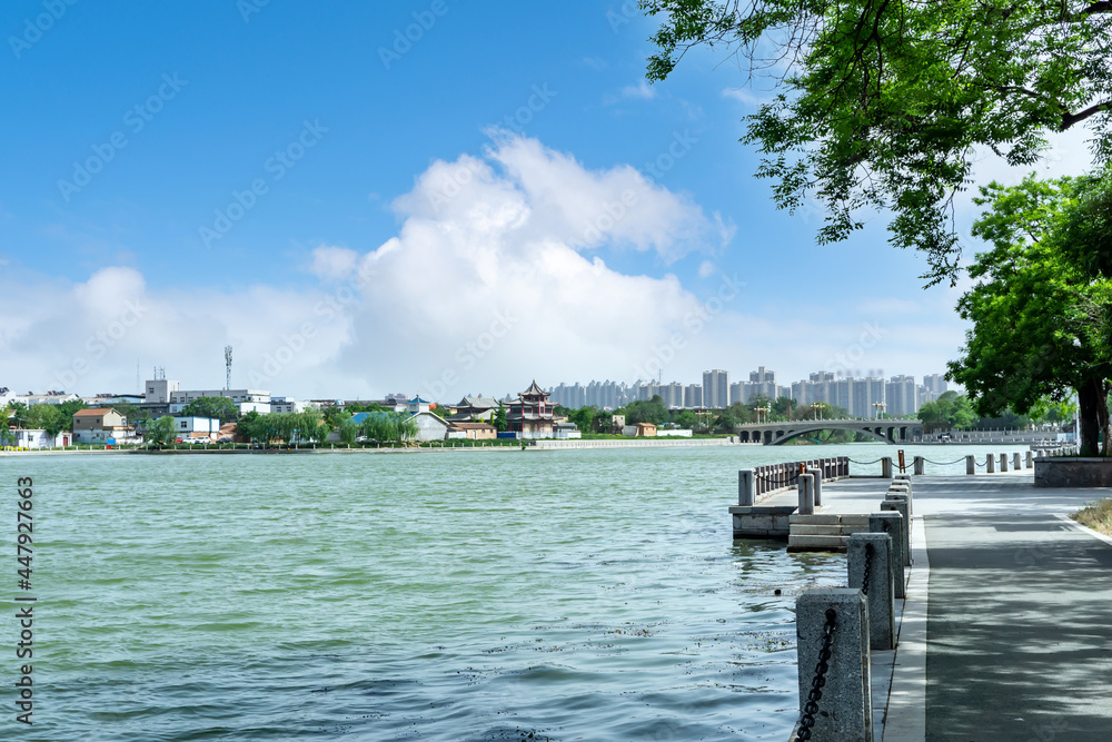 山东聊城城市建筑天际线街景