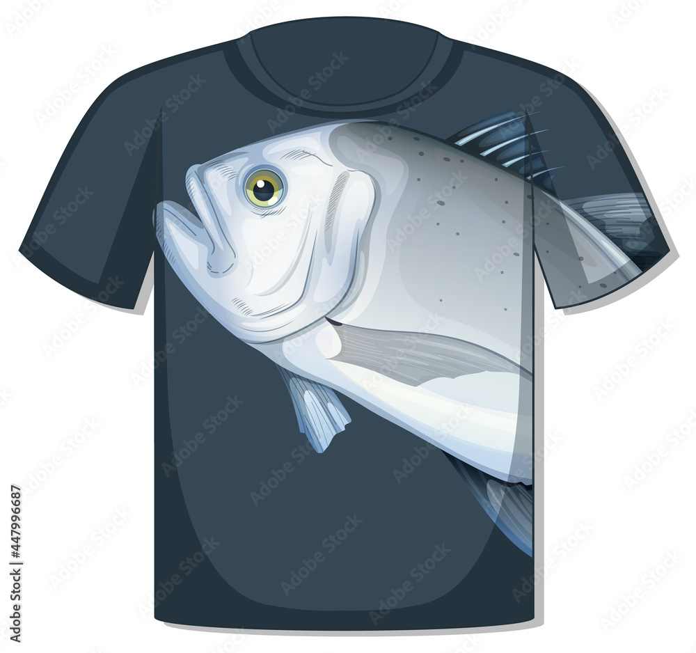 Front of t-shirt with fish template