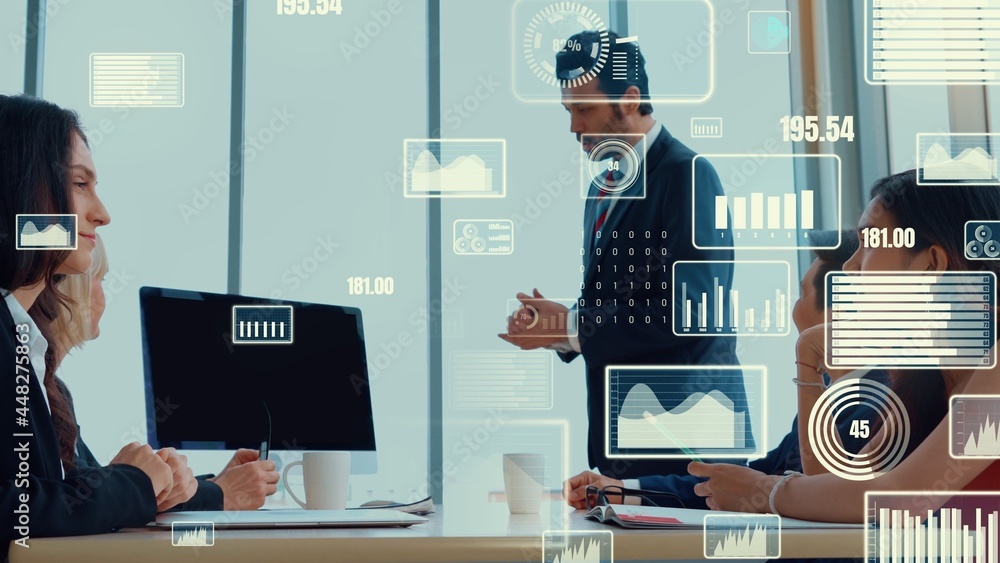 Creative visual of business data analyzing technology . Concept of digital data for marketing analys