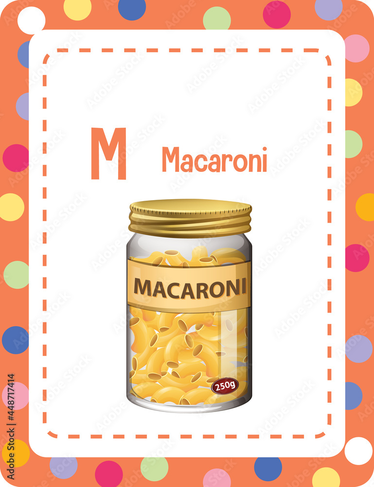 Macaroni字母M的字母抽认卡