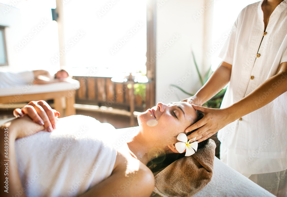 Woman relaxing from a spa treatment