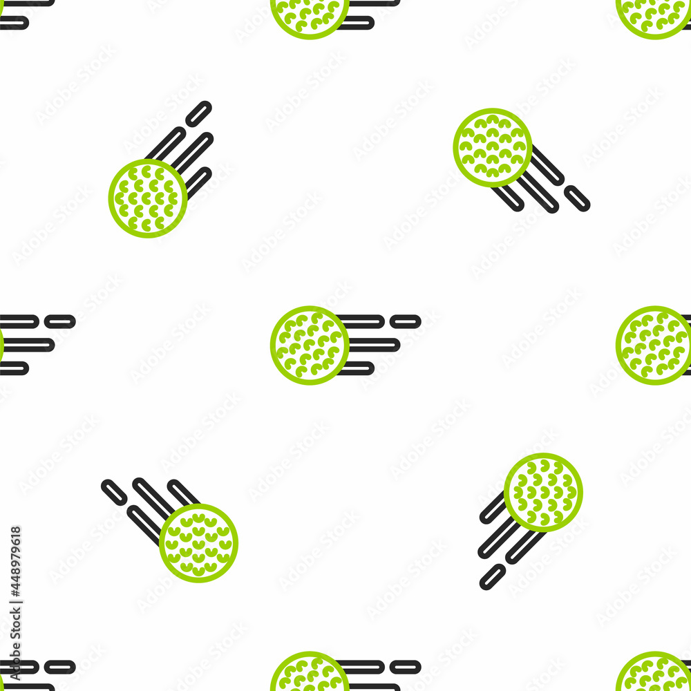 Line Golf ball icon isolated无缝图案，白色背景。Vector