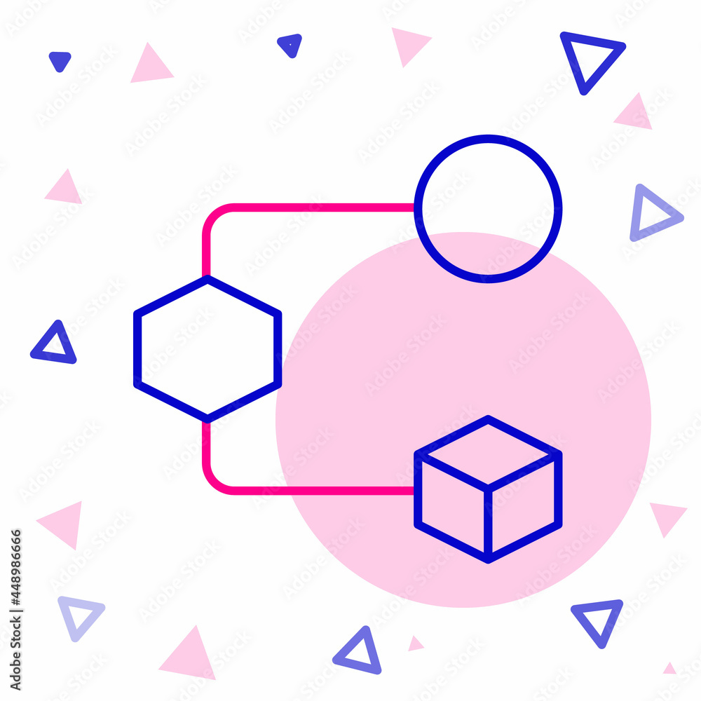 白色背景上隔离的线等轴测立方体图标。几何立方体实心图标。3D方形符号.B