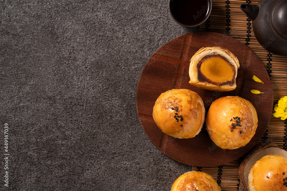 Moon cake yolk pastry for Mid-Autumn Festival holiday.