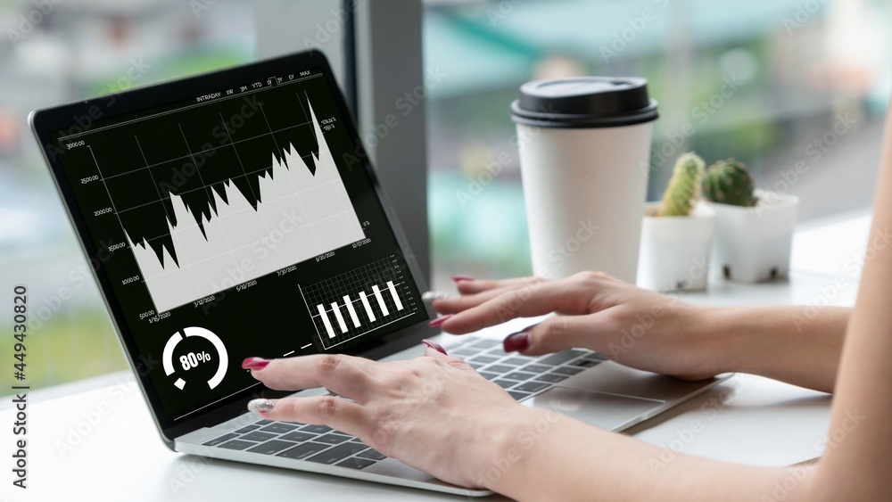 Business visual data analyzing technology by creative computer software . Concept of digital data fo