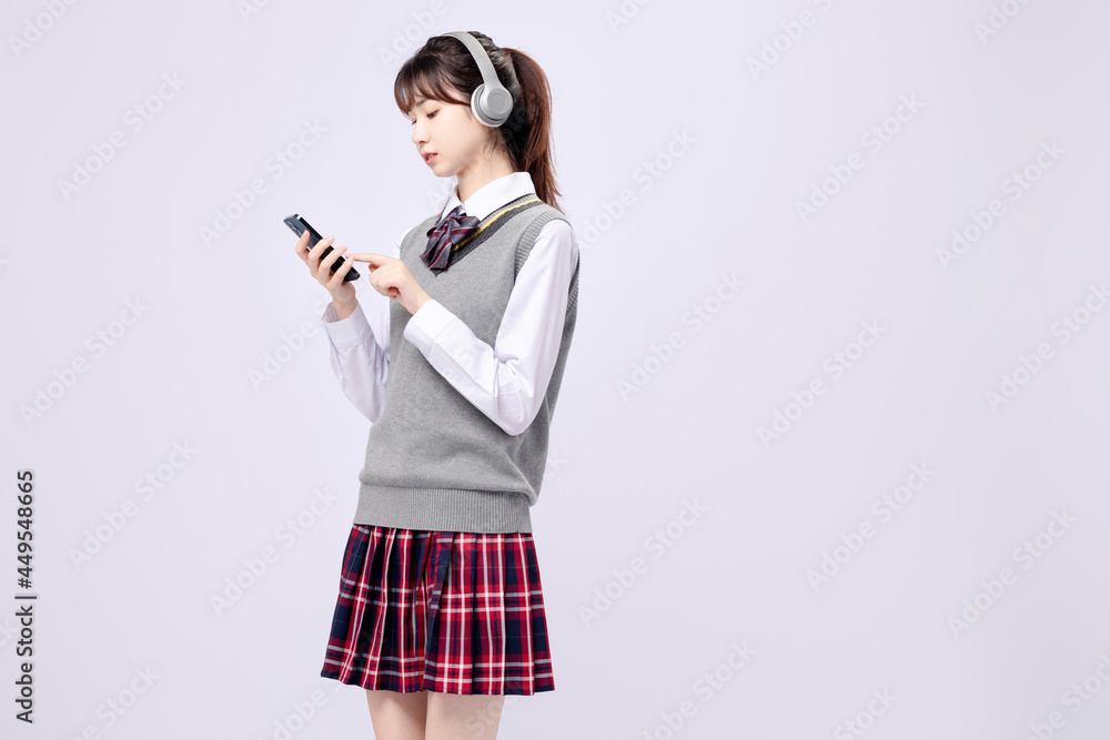 Beautiful Asian girl in middle school uniform