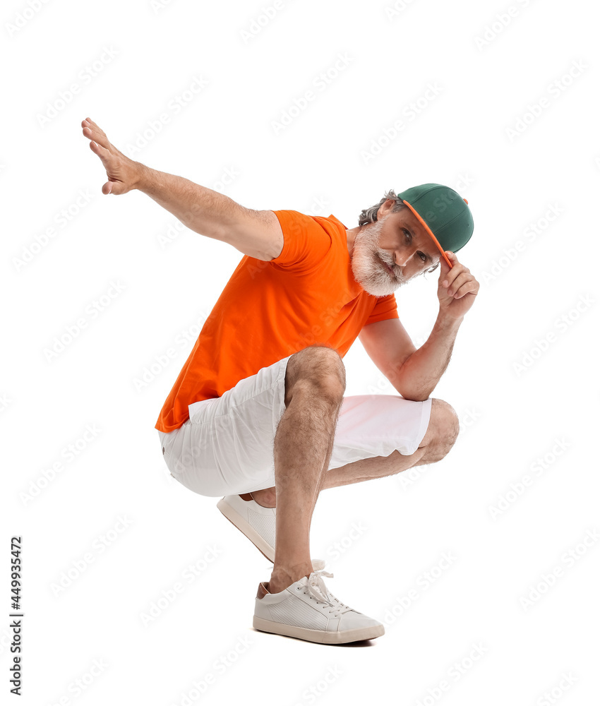 Cool mature man on white background