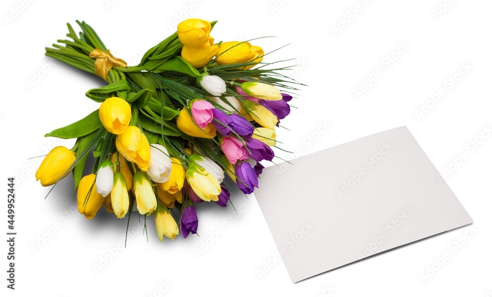 Spring flowers on desk.