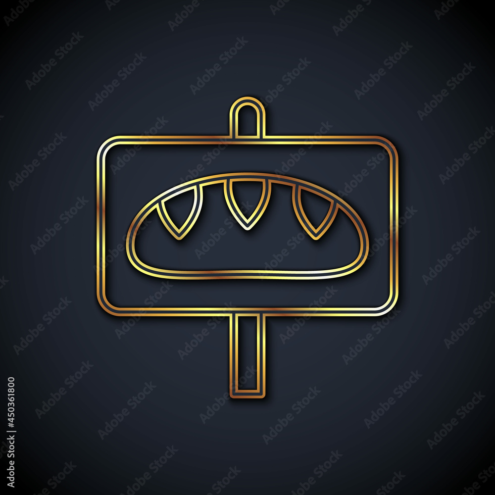 Gold line Donation food icon isolated on black background. Vector