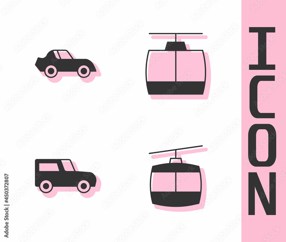 设置Cable car、car和icon.Vvector