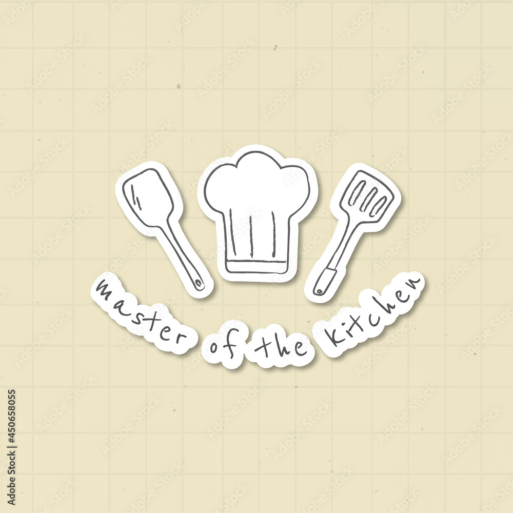 Doodle kitchenware equipment sticker vector