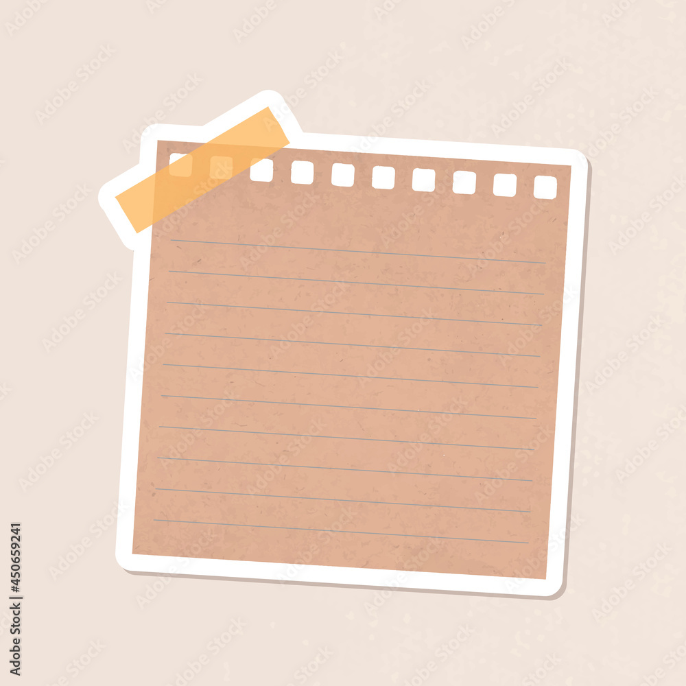 Brown lined notepaper journal sticker vector