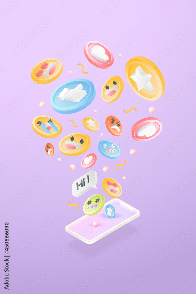 Social emoticons background template vector