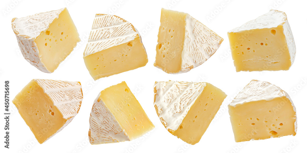 Camembert cheese isolated on white background 