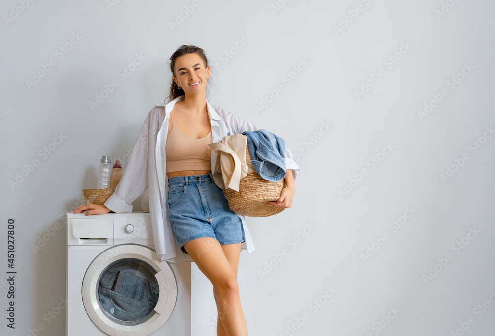 woman is doing laundry