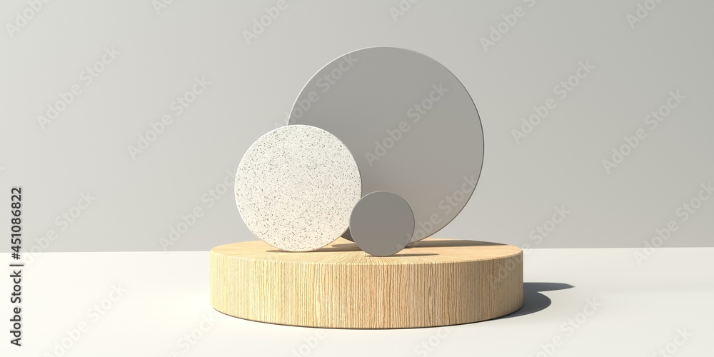 3D render of podium and circles