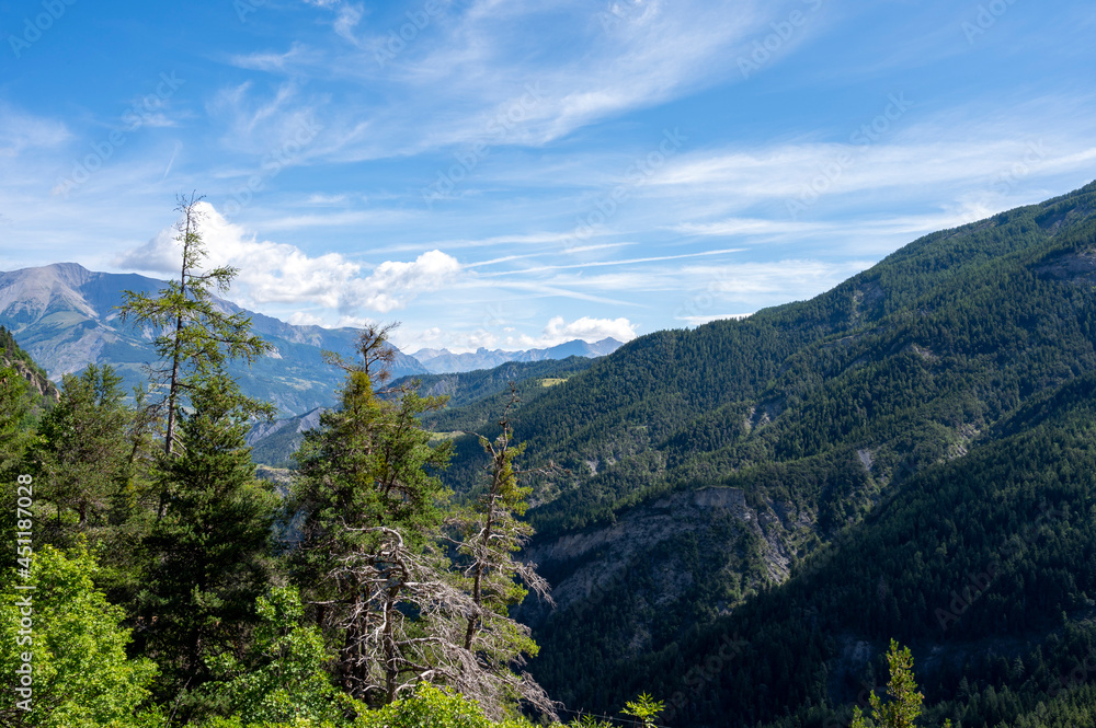 Paysage de montagne dans les Alpes-de-Hautes-Procence dans le col dAllos en été