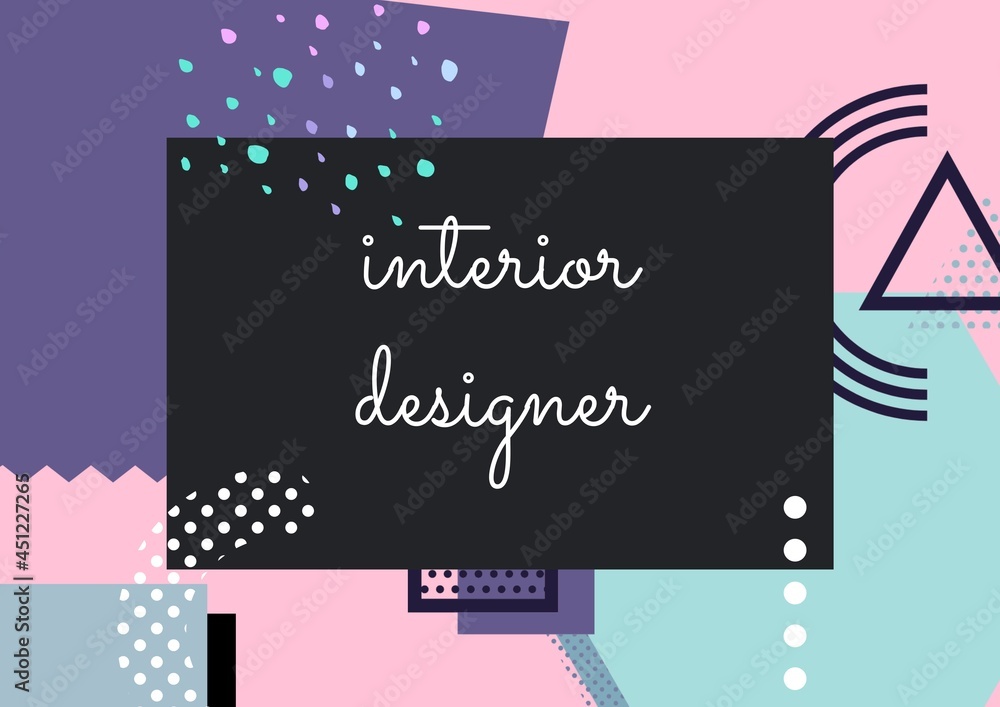 Composition of interior design services text over shapes