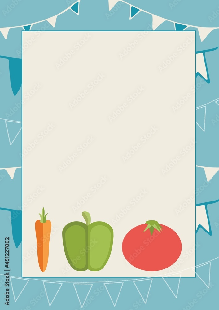 Composition of vegetables icon on blue background