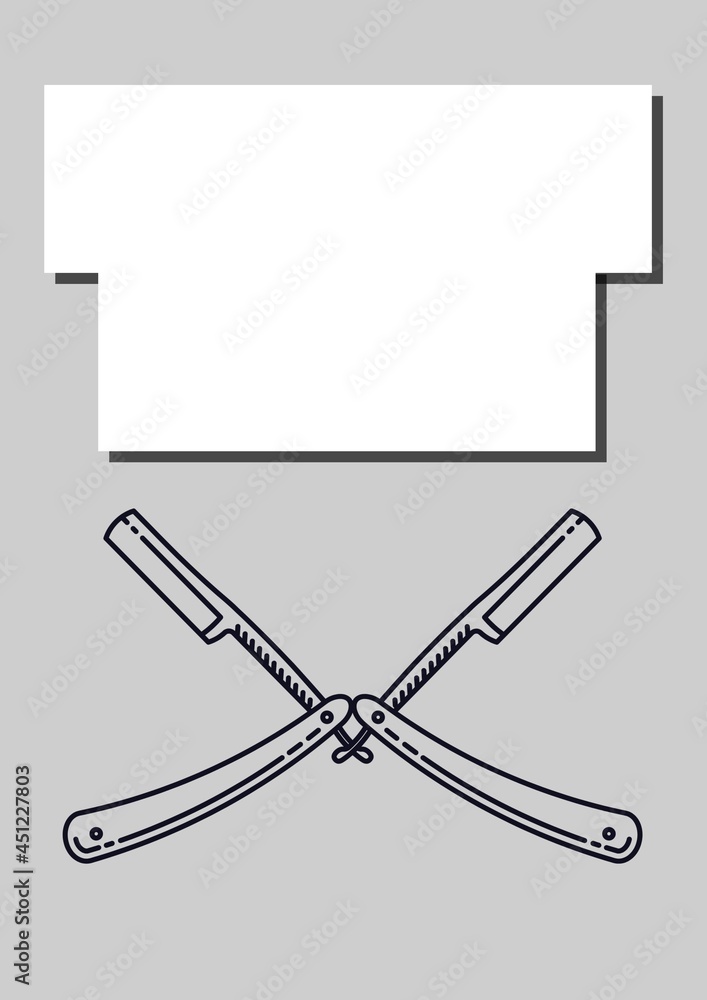 白框和剃须刀图标在白底上的构图