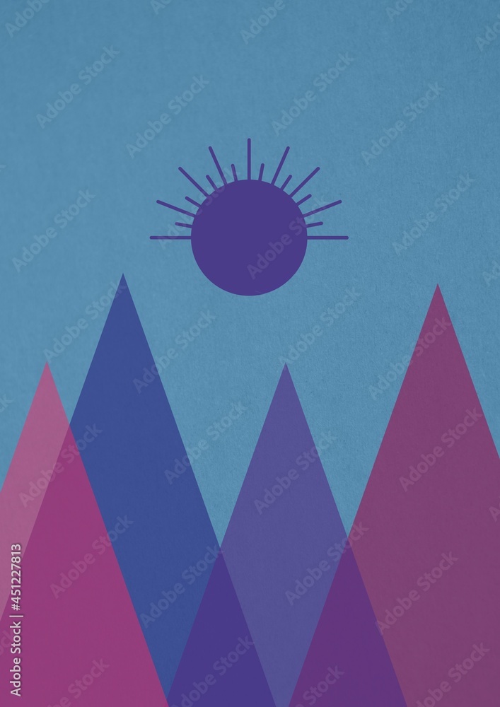 Composition of mountains icon on blue background