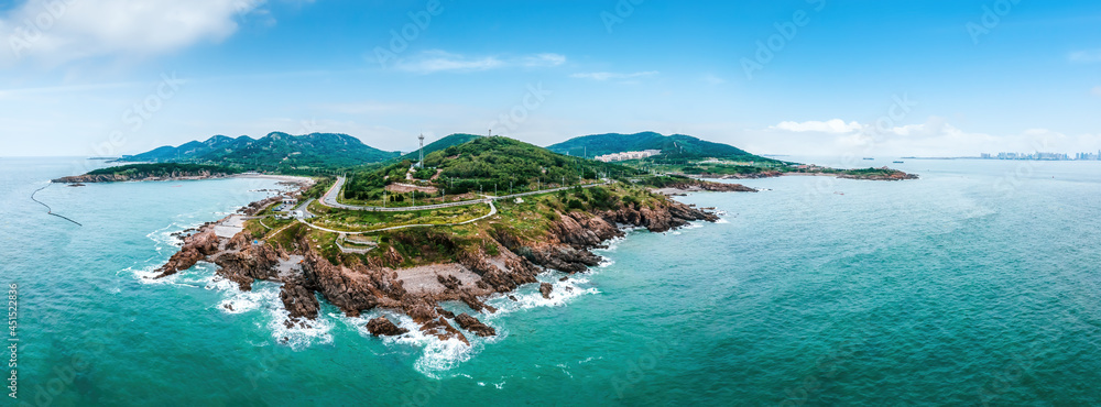 岛屿海岸线航拍