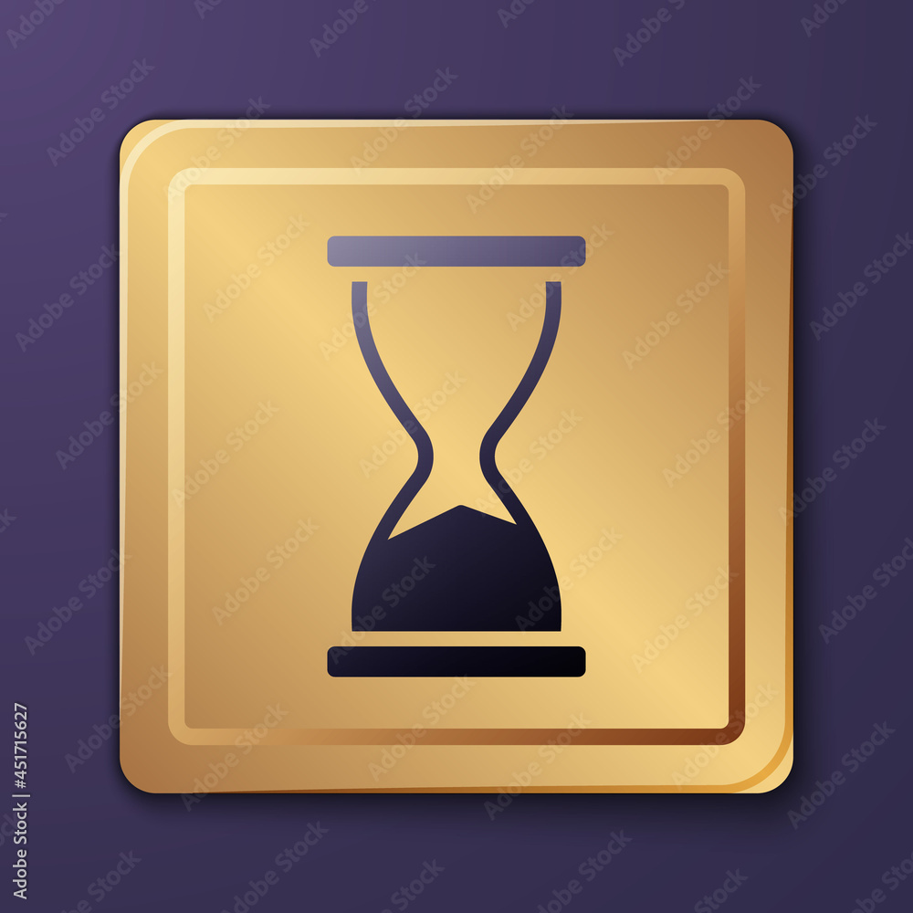 Purple Old hourglass with flowing sand icon isolated on purple background. Sand clock sign. Business