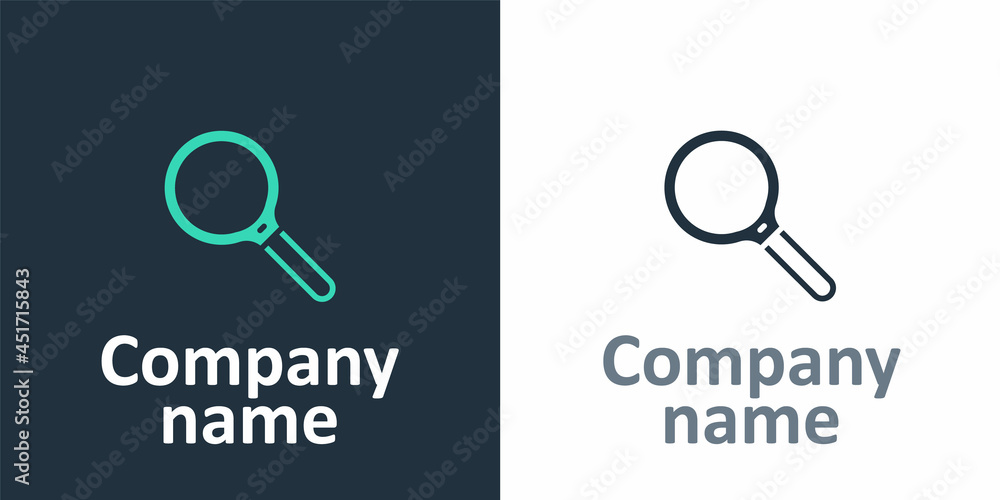 Logotype Magnifying glass icon isolated on white background. Search, focus, zoom, business symbol. L