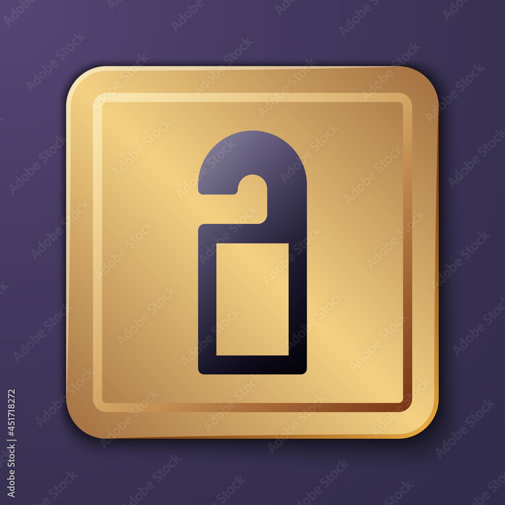 Purple Please do not disturb icon isolated on purple background. Hotel Door Hanger Tags. Gold square