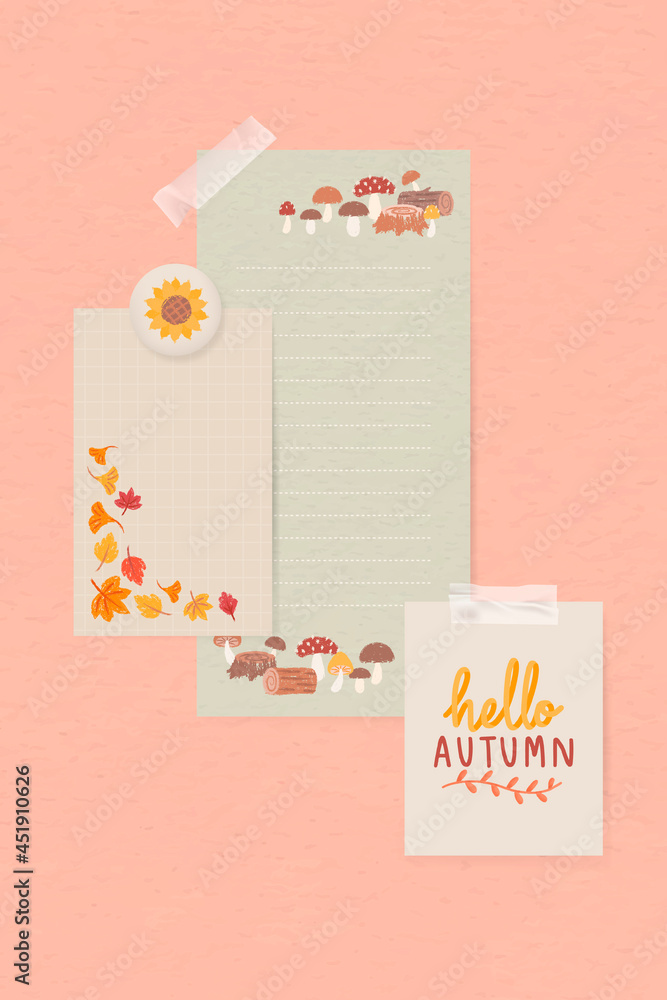 Autumn themed paper template vector set