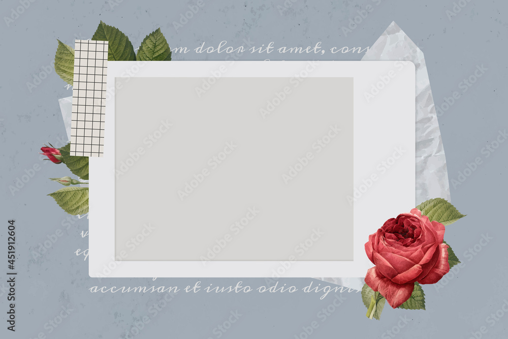 Blank collage photo frame template on gray background vector