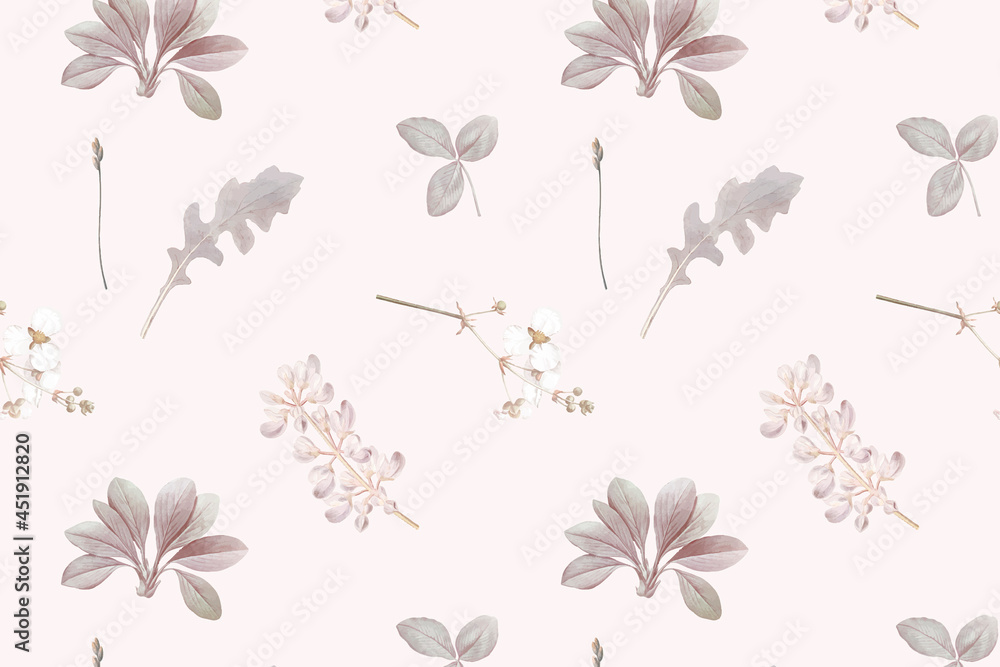 Floral seamless pattern on gray background vector