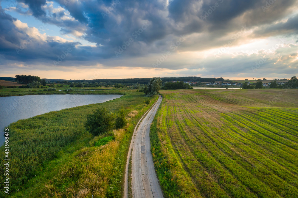 Beautiful scenery of fields during harvest in northern Poland