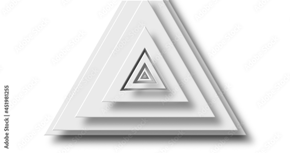 Image of grey triangle layers pulsating on white background