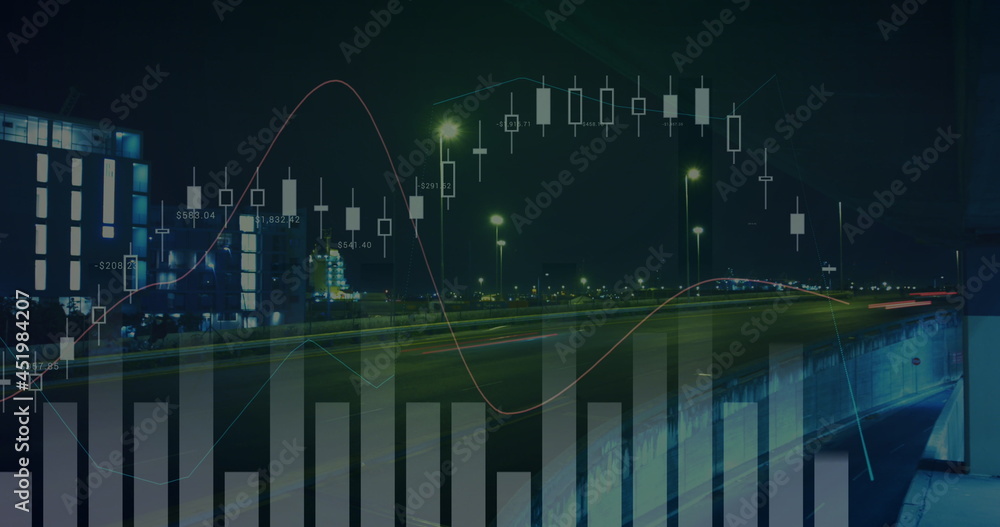 金融数据处理对抗夜间城市交通的数字图像