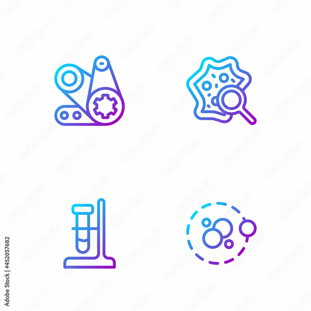 Set line Atom, Test tube flask on stand, Timing belt kit and Microorganisms under magnifier. Gradien