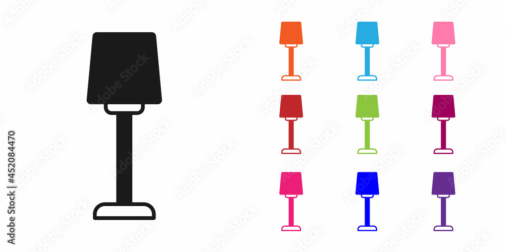 黑色台灯图标隔离在白色背景上。将图标设置为彩色。矢量