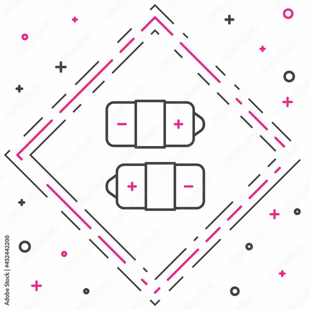 白色背景上隔离的线路电池图标。闪电符号。彩色轮廓概念。Vec