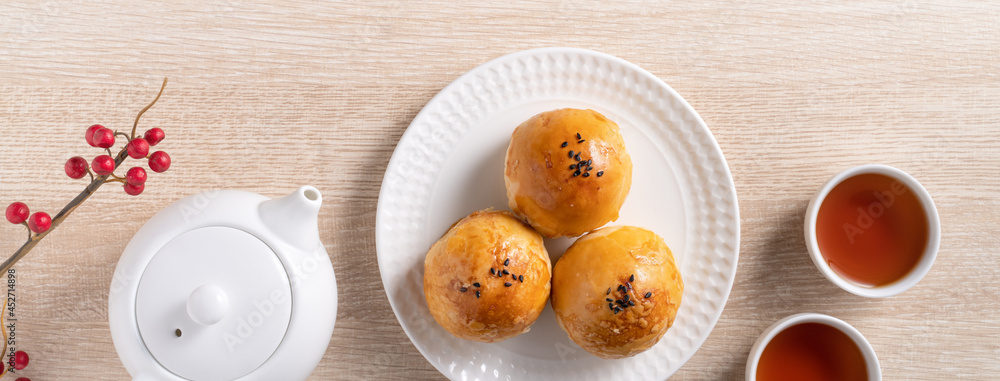 Moon cake yolk pastry for Mid-Autumn Festival holiday.