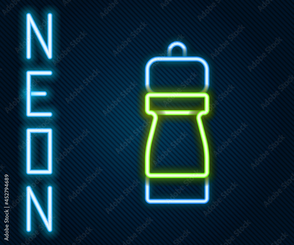 Glowing neon line Pepper icon isolated on black background. Cooking spices. Colorful outline concept