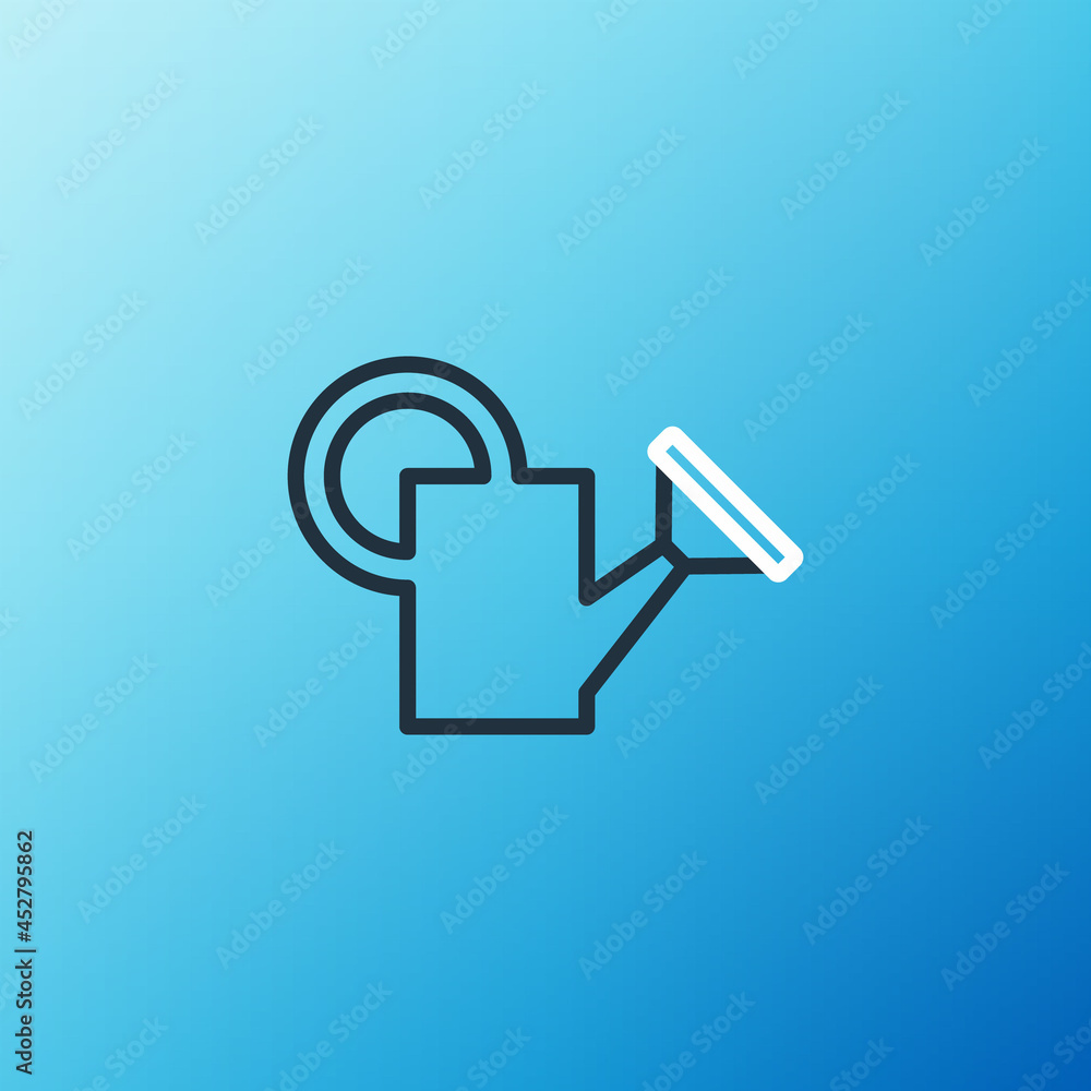 Line Watering can icon isolated on blue background. Irrigation symbol. Colorful outline concept. Vec