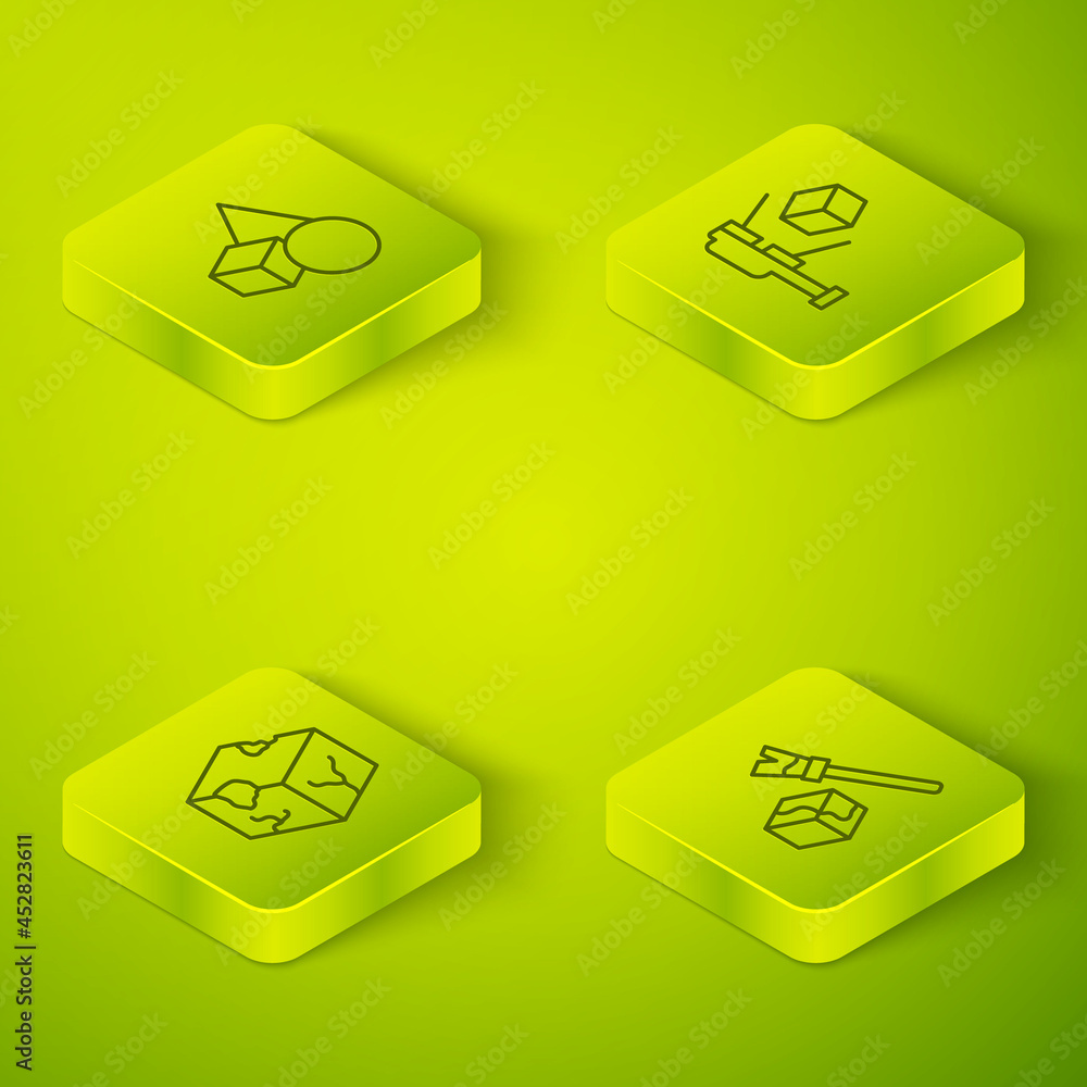 Set Isometric line 3D scanner with cube, Isometric, and Basic geometric shapes icon. Vector