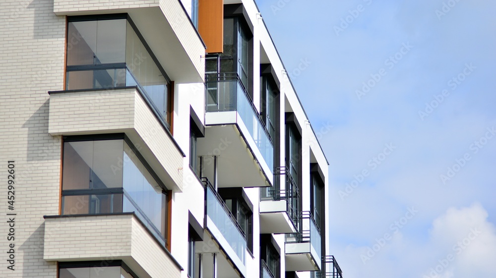 Modern european residential new apartment buildings quarter. Abstract architecture, fragment of mode