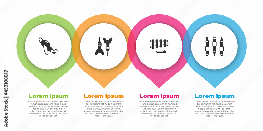 设置玩具飞机、飞镖、木琴和记号笔。商业信息图模板。矢量