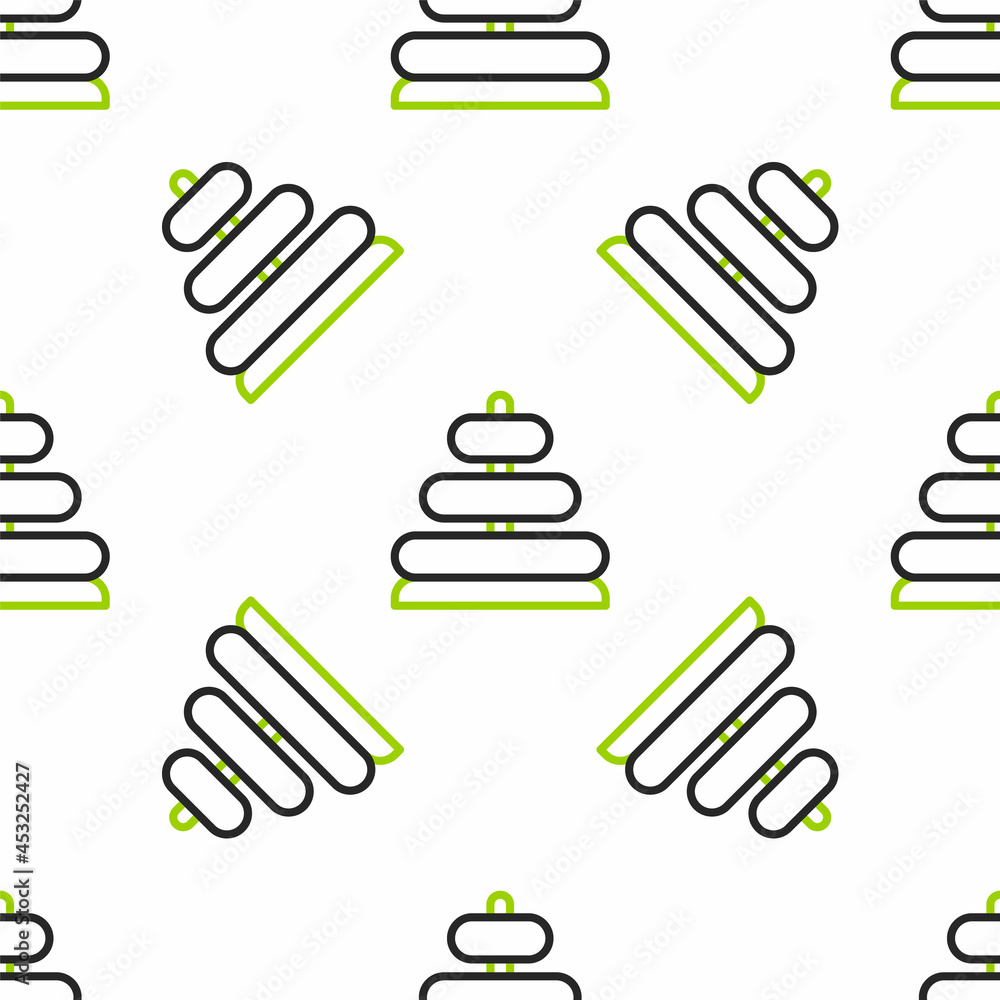 Line Pyramid toy icon isolated seamless pattern on white background. Vector