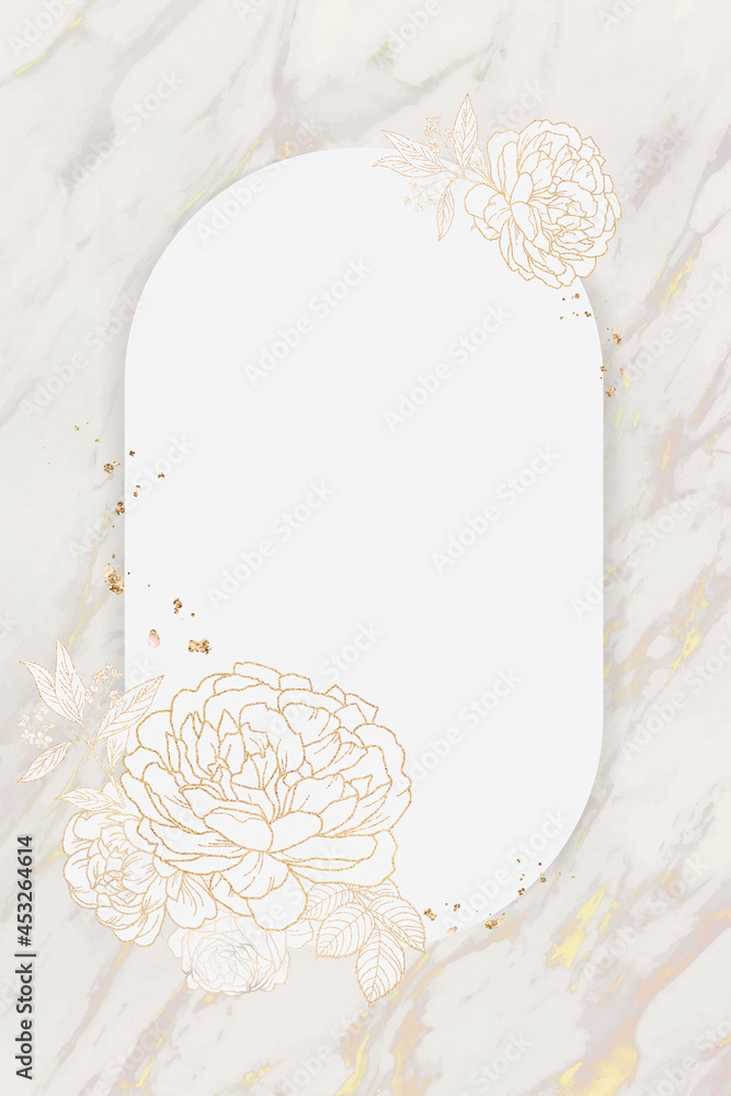 Shimmering floral golden frame