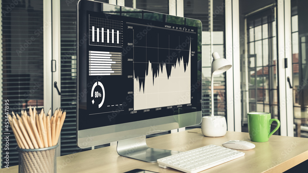 Business visual data analyzing technology by creative computer software