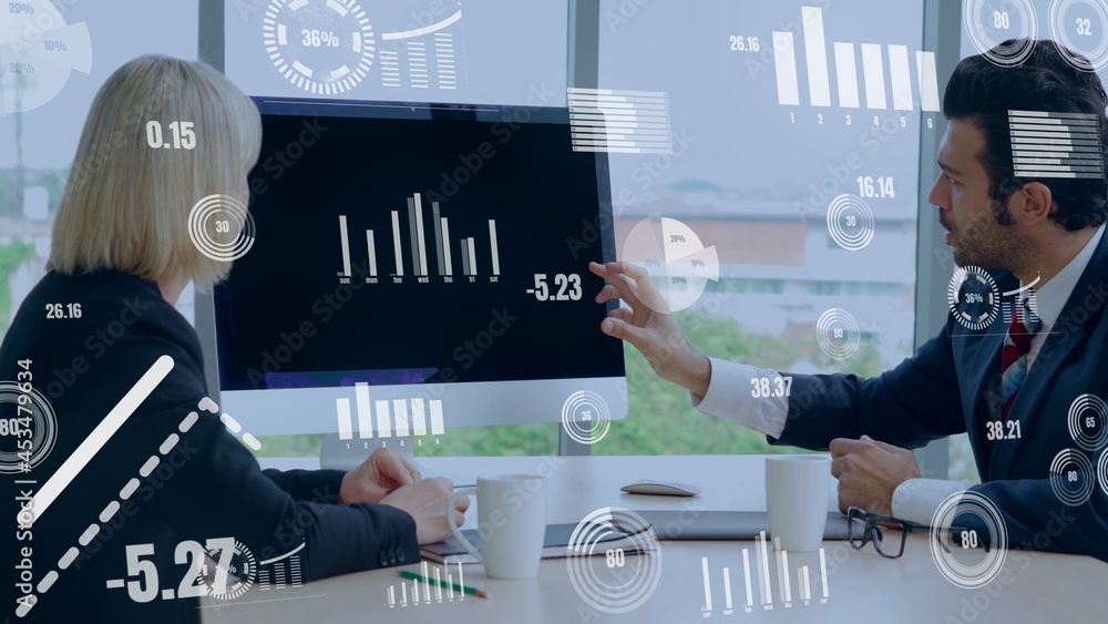 Creative visual of business data analyzing technology . Concept of digital data for marketing analys