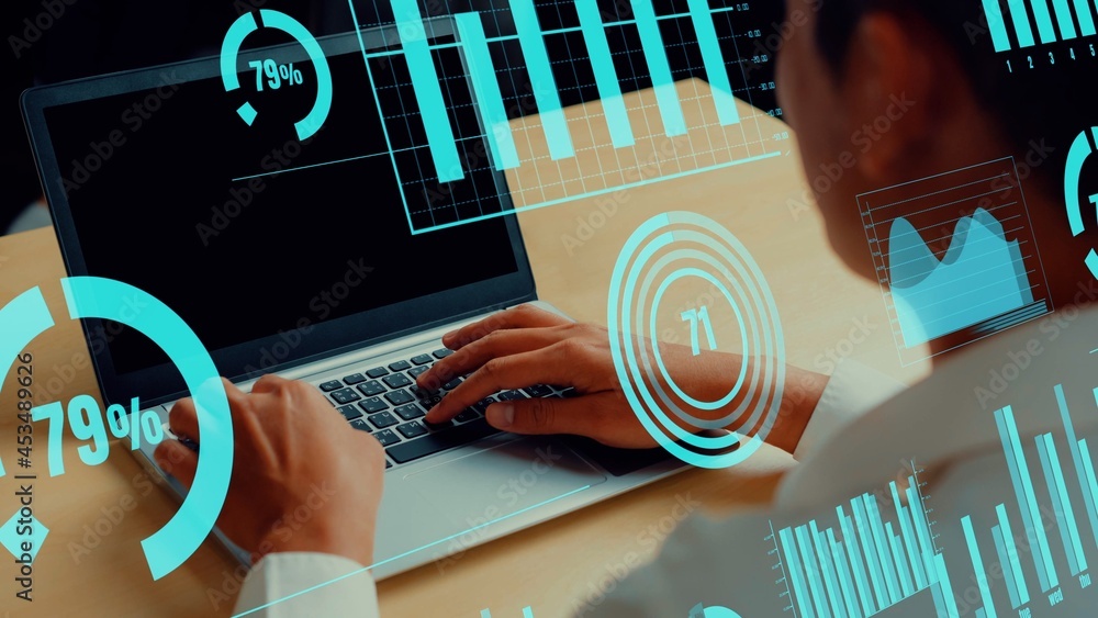 Creative visual of business data analyzing technology . Concept of digital data for marketing analys