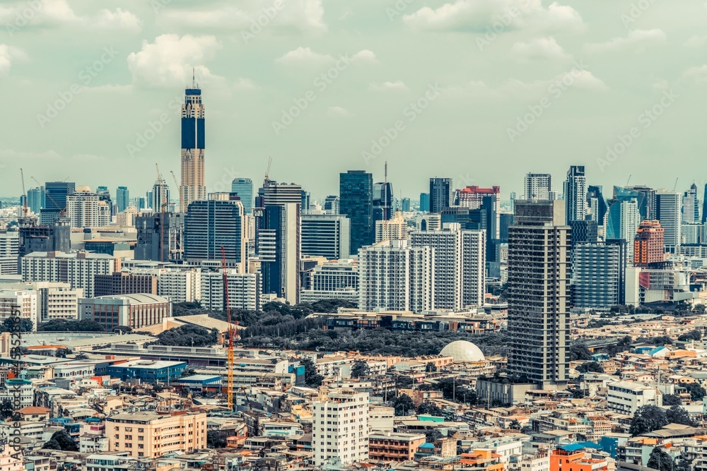 Cityscape and high-rise buildings in metropolis city center . Downtown business district in panorami